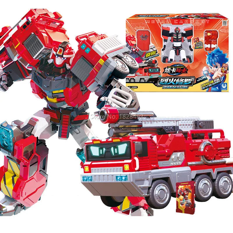 New Metal Cardbot Transforming Robot to Car Action Figures BLUE COP with Card Transformation Car Toys for Child Gift