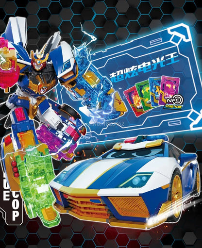 New Metal Cardbot Transforming Robot to Car Action Figures BLUE COP with Card Transformation Car Toys for Child Gift