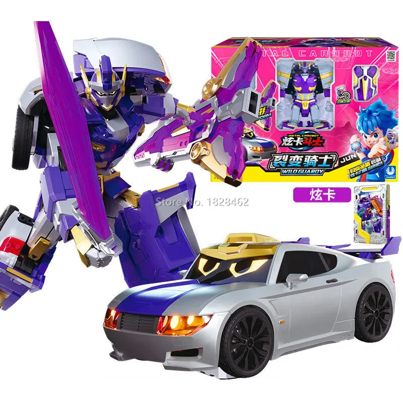 New Metal Cardbot Transforming Robot to Car Action Figures BLUE COP with Card Transformation Car Toys for Child Gift