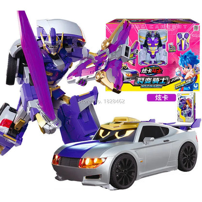 New Metal Cardbot Transforming Robot to Car Action Figures BLUE COP with Card Transformation Car Toys for Child Gift