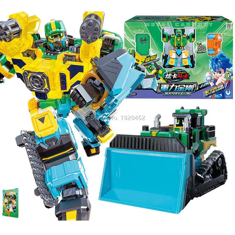 New Metal Cardbot Transforming Robot to Car Action Figures BLUE COP with Card Transformation Car Toys for Child Gift