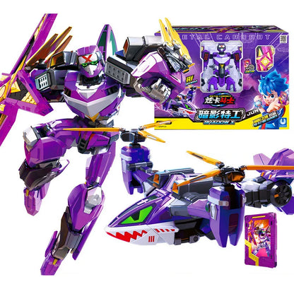 New Metal Cardbot Transforming Robot to Car Action Figures BLUE COP with Card Transformation Car Toys for Child Gift