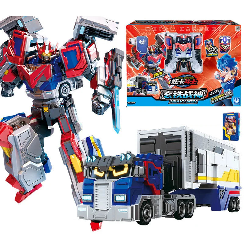 New Metal Cardbot Transforming Robot to Car Action Figures BLUE COP with Card Transformation Car Toys for Child Gift