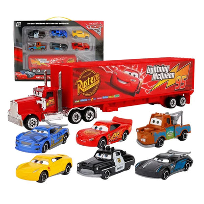 Disney Pixar Cars set Lightning McQueen Sheriff mack Truck Diecast Metal Car 2 1 3 box dinoco racer car Toy Boy Gift for kids