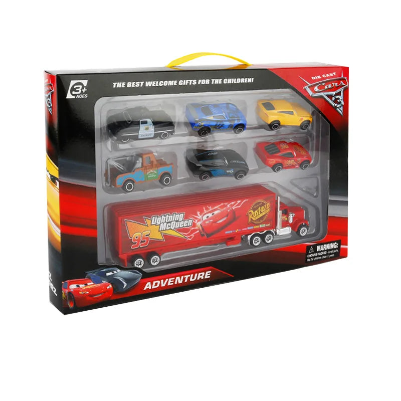 Disney Pixar Cars set Lightning McQueen Sheriff mack Truck Diecast Metal Car 2 1 3 box dinoco racer car Toy Boy Gift for kids