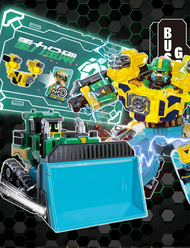 New Metal Cardbot Transforming Robot to Car Action Figures BLUE COP with Card Transformation Car Toys for Child Gift