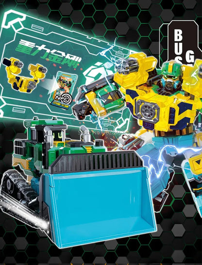 New Metal Cardbot Transforming Robot to Car Action Figures BLUE COP with Card Transformation Car Toys for Child Gift