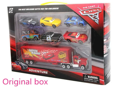 Disney Pixar Cars set Lightning McQueen Sheriff mack Truck Diecast Metal Car 2 1 3 box dinoco racer car Toy Boy Gift for kids