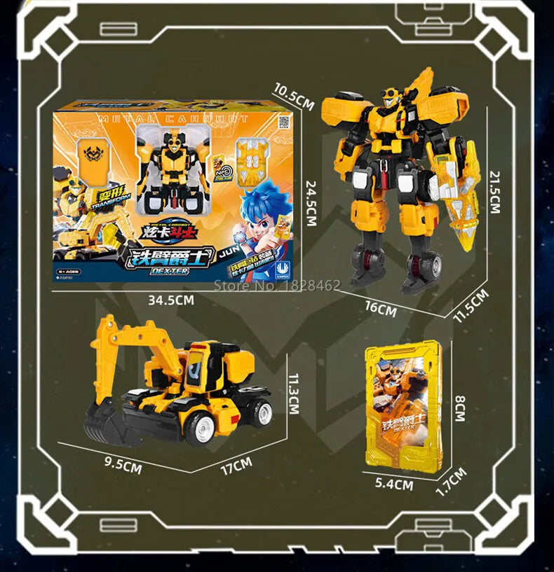 New Metal Cardbot Transforming Robot to Car Action Figures BLUE COP with Card Transformation Car Toys for Child Gift