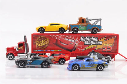 Disney Pixar Cars set Lightning McQueen Sheriff mack Truck Diecast Metal Car 2 1 3 box dinoco racer car Toy Boy Gift for kids