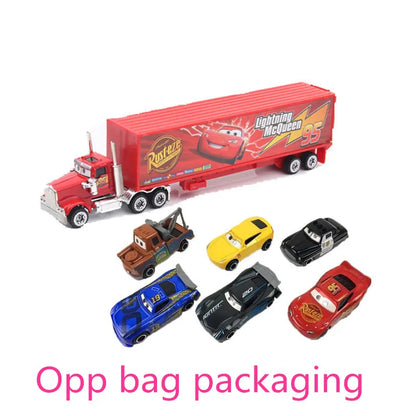 Disney Pixar Cars set Lightning McQueen Sheriff mack Truck Diecast Metal Car 2 1 3 box dinoco racer car Toy Boy Gift for kids