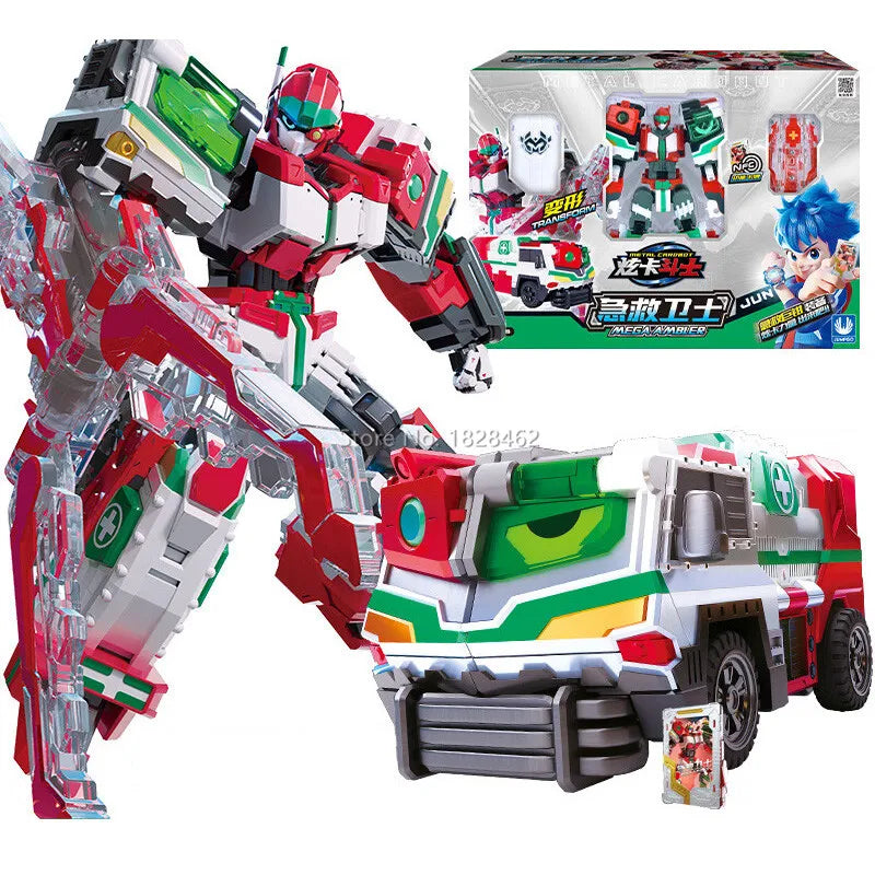 New Metal Cardbot Transforming Robot to Car Action Figures BLUE COP with Card Transformation Car Toys for Child Gift