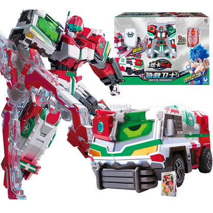 New Metal Cardbot Transforming Robot to Car Action Figures BLUE COP with Card Transformation Car Toys for Child Gift