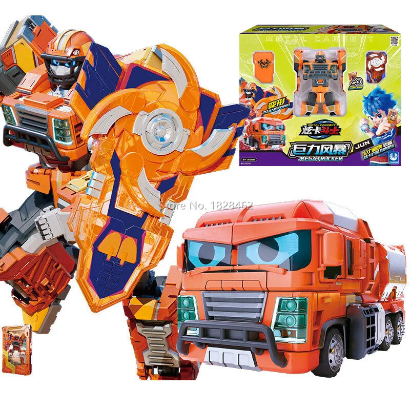 New Metal Cardbot Transforming Robot to Car Action Figures BLUE COP with Card Transformation Car Toys for Child Gift