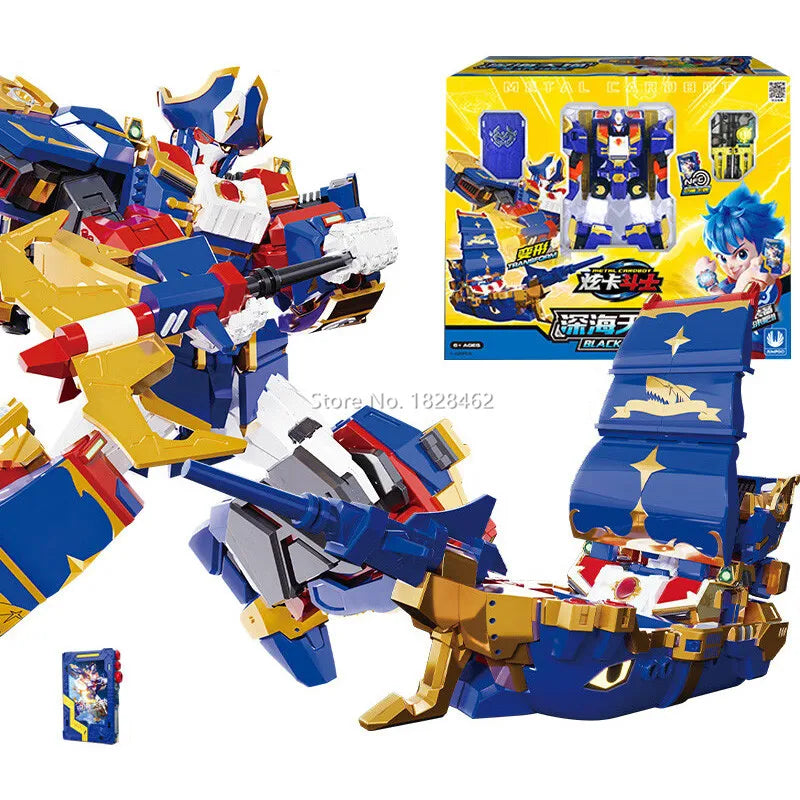 New Metal Cardbot Transforming Robot to Car Action Figures BLUE COP with Card Transformation Car Toys for Child Gift