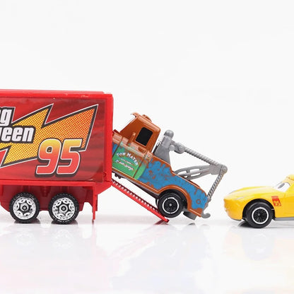 Disney Pixar Cars set Lightning McQueen Sheriff mack Truck Diecast Metal Car 2 1 3 box dinoco racer car Toy Boy Gift for kids