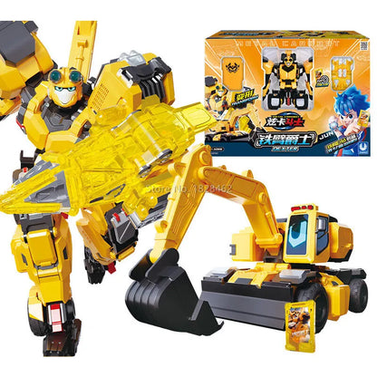 New Metal Cardbot Transforming Robot to Car Action Figures BLUE COP with Card Transformation Car Toys for Child Gift